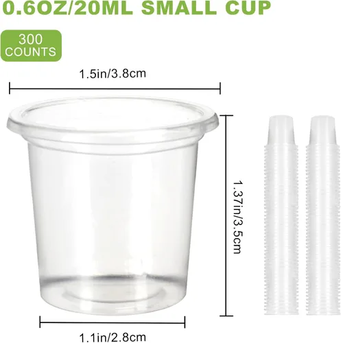Vista 2 de Mini vasos de gelatina desechables de 0.6 oz/0.7 fl oz, pequeños vasos de muestra de plástico transparente para degustación de alcohol de tequila