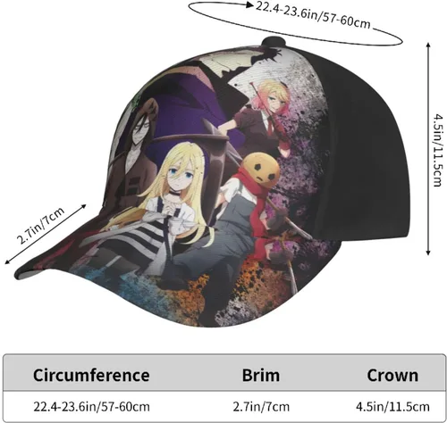 Vista 5 de Angels of Death Cap Fashion 3D Printed Cartoon Adjustable Baseball Hat for Men Black