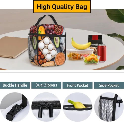 Vista 4 de Lonchera de poliéster de béisbol 3D para niños y adolescentes, bolsa de almuerzo térmica reutilizable para mujeres adultas, bolsas enfriadoras