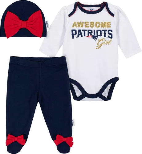 Vista 17 de NFL Conjunto de enterizo, pantalón con pies y gorro de 3 piezas para bebé niña