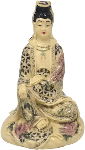 Vista 9 de Fengshui Top Collection - Estatua de amuleto de resina Quan Yin para la paz y la felicidad de Asia oriental 5.8x5.8x9.3cm/2.2x2.2x3.6in