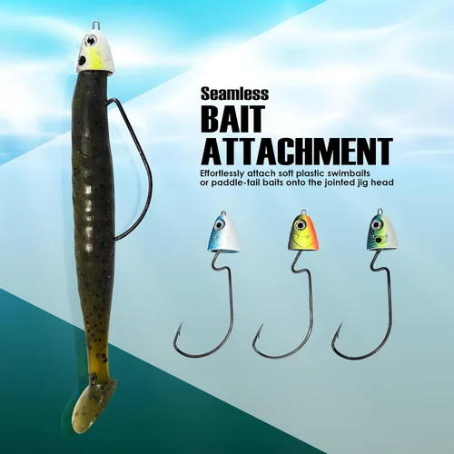 Vista 6 de Reaction Tackle Swimbait Swing Jig Head - Bass Fishing Lure, Ideal Bait for Saltwater Fishing and Freshwater, Weighted Weedless Hooks