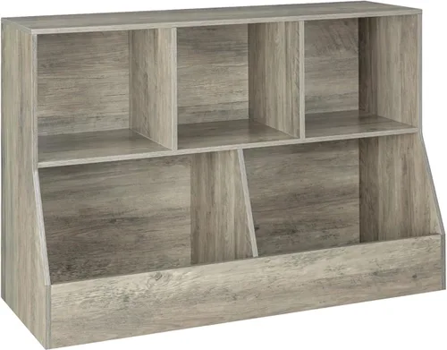Vista 16 de DINZI LVJ Organizador de almacenamiento para juguetes, estantería para niños, gabinete de almacenamiento de juguetes de madera, estantería