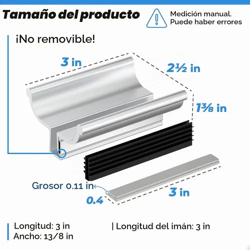 Vista 2 de Imán de 3 pulgadas, manija de puerta de ducha sin marco cromado brillante