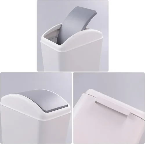 Vista 3 de Ggbin Cubos de Basura de Plástico con Tapa Giratoria, Cubos de Basura de Cocina Gris de 16 L