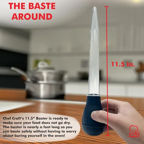 Vista 4 de Chef Craft Baster clásico con tubo transparente, 11.5 pulgadas de largo, negro