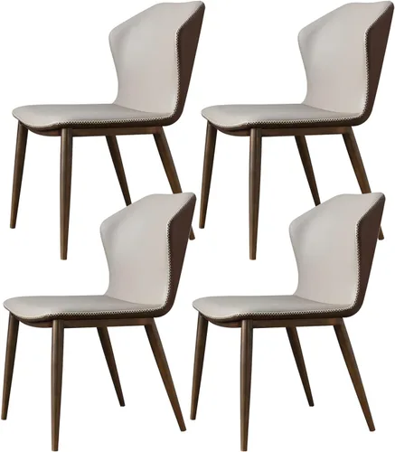 Vista 2 de Silla de comedor de cocina, sillas de comedor, sillas de comedor, juego de 4 sillas de comedor modernas de cuero de microfibra con respaldo alto Gris