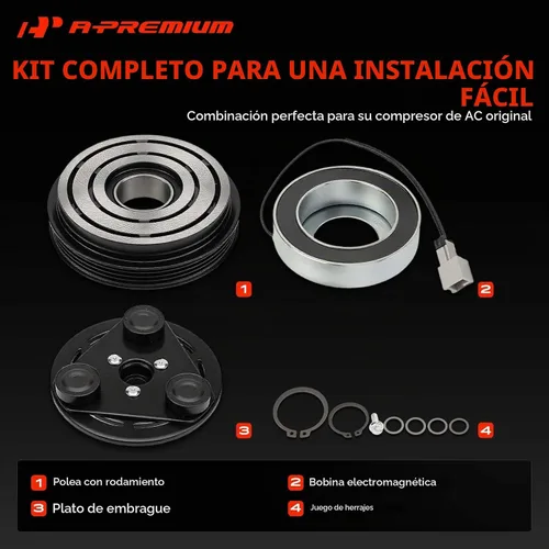 Vista 3 de A-Premium - Kit de embrague para compresor de aire acondicionado