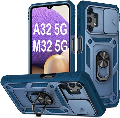Vista 122 de PASNEW Funda militar para iPhone 13 Pro Max, cubierta de cámara deslizante y soporte de anillo de metal de 360°, carcasa rígida multicapa resistente