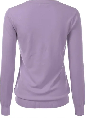 Vista 3 de danibe Suéter de punto suave de primera calidad con cuello en V para mujer (S-XXL)