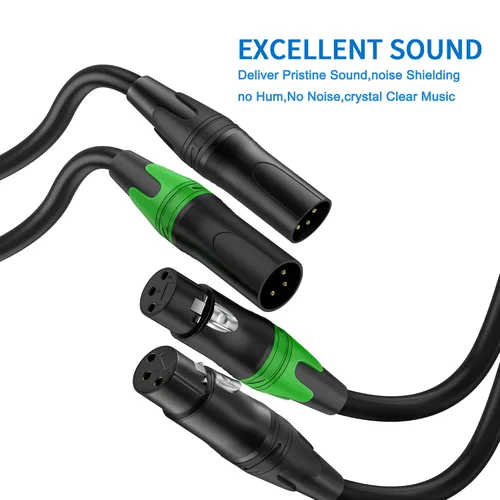 Vista 17 de LanSenSu 1 micrófono divisor XLR Y macho a 2 hembras, XLR hembra de 3 pines a doble XLR macho Y-Splitter Cables de audio de micrófono equilibrado