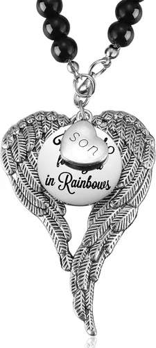 Vista 9 de Collar conmemorativo de alas de ángel, regalos conmemorativos para la pérdida de mamá/papá/abuela/abuelo/hijo/hija, adorno conmemorativo para espejo