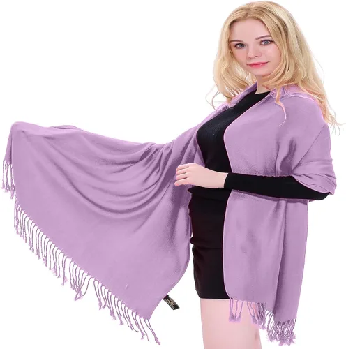 Vista 19 de CJ Apparel Solid Color Tassels Design Nepalese Shawl Seconds Scarf Wrap Stole Throw Head Wrap Pashmina Hand Made in Nepal Amarillo ámbar