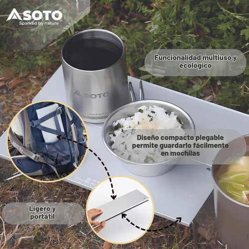 Vista 4 de SOTO Mesa de camping de aluminio emergente, mesa de mochilero compacta