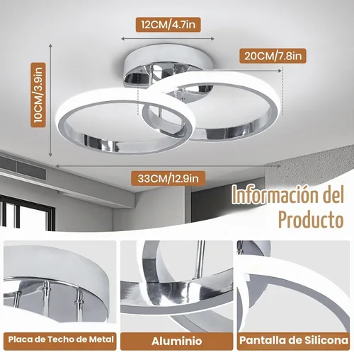 Vista 2 de CANEOE Lámparas de Techo LED Redondas Modernas, 6000K Blanco Frío, Lámparas de Techo para Pasillo, Luces de Techo Cerca del Techo para Baño