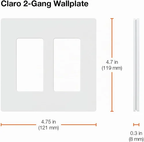 Vista 3 de Lutron Claro - Placa de cubierta para interruptor de luz, placa de pared de 2 posiciones, para interruptores de luz decorativos, cubierta de Almendra