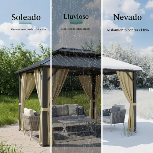 Vista 5 de StangH Cortinas para exteriores beige impermeables, tela gruesa, bloqueo de luz, cortinas opacas para patio con ojales en la parte superior Beige
