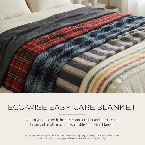 Vista 2 de Pendleton Eco-Wise - Cobija de lana lavable, Lana y mezcla de lana, gemelo Manta lavable para todas las estaciones, individual de 66 x 96 Gris