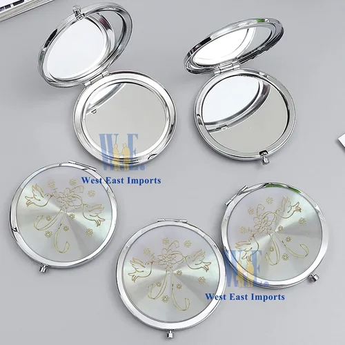 Vista 7 de Favores de boda (12 piezas) personalizado grabado láser de despedida de soltera, decoración de mesa de compromiso espejo compacto