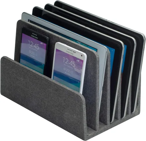 Vista 11 de MobileVision Organizador de dispositivos de bambú para teléfonos inteligentes, tabletas y portátiles, 10 ranuras