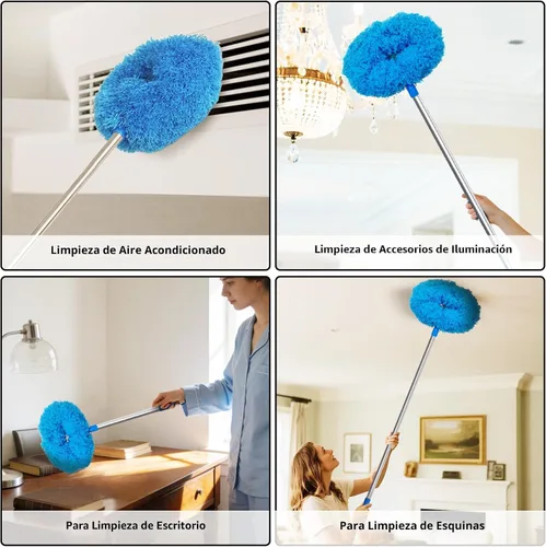Vista 5 de DRQ - Limpiador de ventilador de techo con poste de extensión de 13-48 pulgadas, azul, paquete de 2