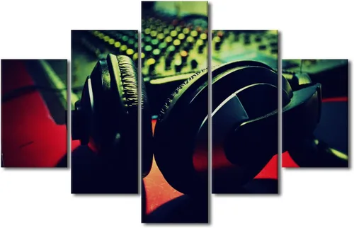 Vista 54 de Lienzo decorativo para pared, diseño de DJ Music Mixes the Track HD impreso en pinturas, 5 piezas de imágenes abstractas para sala de estar, obra