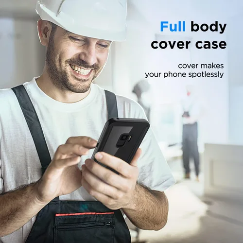 Vista 5 de Lanenas Funda para Samsung Galaxy S9, impermeable, a prueba de polvo, a prueba de caídas con protector de pantalla integrado, 5.8 pulgadas, 360°