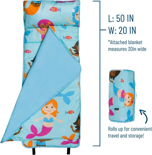 Vista 9 de Wildkin Paquete de mochila de 12 pulgadas con tapete de microfibra para siesta (sirenas)