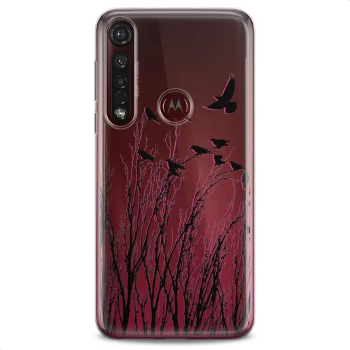 Vista 4 de Funda de TPU compatible con Motorola G9 G8 Plus G7 E20 P40 Z4 Edge 20 G22 Stylus Clear Pattern Phone Grand Cute Flock Ravens Slim Fit Soft Tree