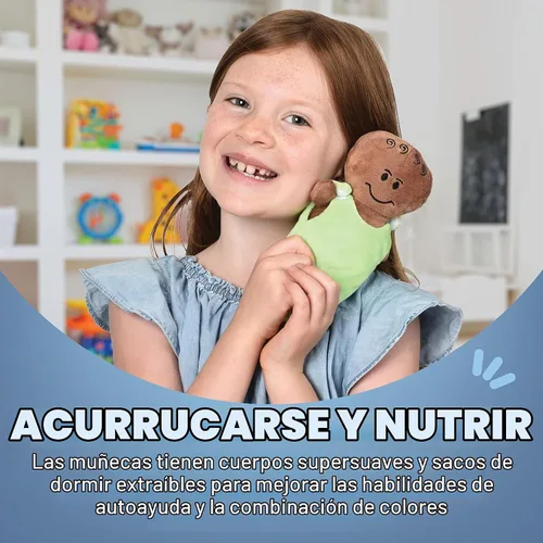 Vista 6 de Constructive Playthings - Juego de 6 muñecas de peluche con expresiones para el aprendizaje social y emocional, juego de muñecas de tela sensorial
