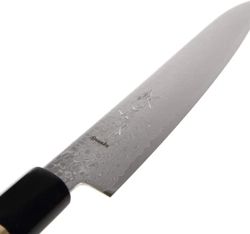 Vista 2 de Cuchillo japonés Damasco ZA18 mango de madera octogonal de magnolia de 69 capas, 6 pulgadas (5.906 in)