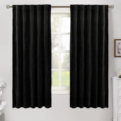 Vista 38 de BGment Cortinas de terciopelo rosa polvoriento, 2 paneles de 84 pulgadas, 2 paneles para sala de estar, aislamiento térmico de lujo, reducen