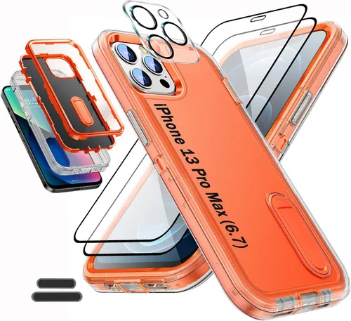 Vista 8 de La funda está especialmente diseñada para iPhone 13 Pro Max de 6.7 pulgadas, protección de cuerpo completo, resistente a los golpes, goma de Negro