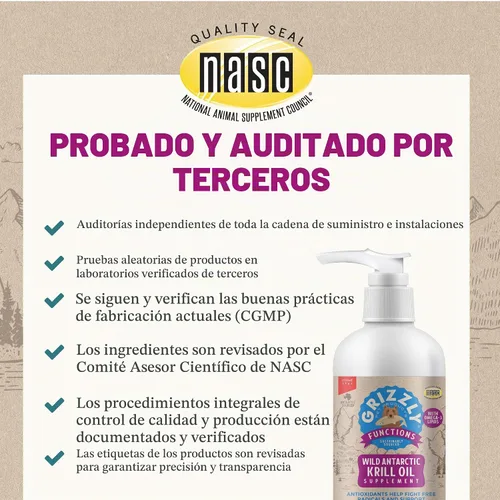 Vista 7 de Grizzly Wild - Suplemento antioxidante natural de aceite de krill antártico para perros, 8 onzas