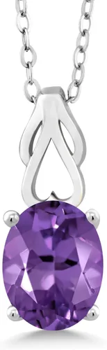 Vista 133 de Gem Stone King Collar de plata de ley 925 con piedra natal ovalada de 0.354 x 0.276 in Collar con colgante solitario para mujer Con cadena