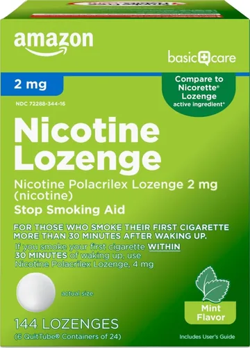 Vista 10 de Amazon Basic Care Pastilla Polacrilex de nicotina de 2 mg, sabor a cereza, ayuda para dejar de fumar, 72