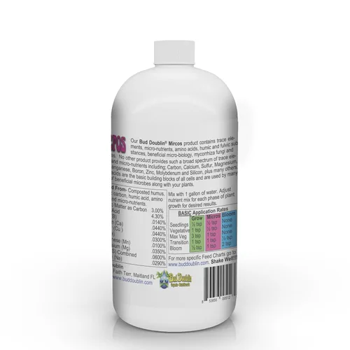 Vista 3 de Bud Doublin Micros - Fertilizante natural para brotes con ácido húmico y fúlvico (1 cuarto de galón), fertilizante líquido orgánico adecuado