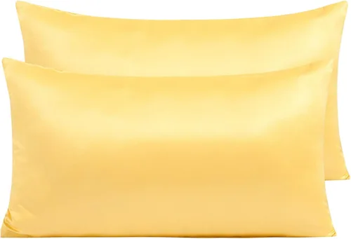 Vista 18 de NTBAY Fundas de almohada de satén con cremallera para cabello y piel, juego de 2 fundas de almohada estándar de lujo con cremallera oculta, 20 x 26