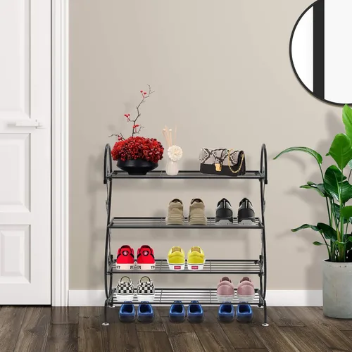 Vista 7 de Soporte para zapatos, organizador de zapatos de metal para exteriores y entradas, capacidad para 12-15 pares de zapatos, resistente a la intemperie