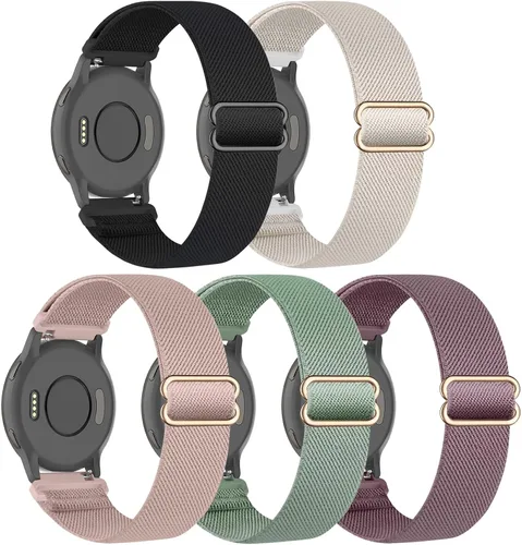Vista 9 de Paquete de 5 correas elásticas de nailon de 0.866 pulgadas compatibles con Garmin Venu 3/2, Forerunner 265/255/Vivoactive 4, correa de repuesto
