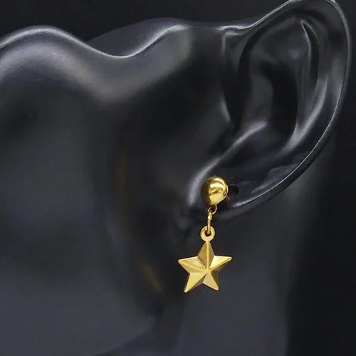 Vista 4 de 6 Pair Geometric Stainless Steel Star Earrings Set for Women Gold Color Earrings Jewelry Bisuteria Acero Inoxidable