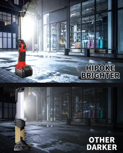 Vista 5 de Luz de trabajo LED, reflector recargable de 35 W 2000 LM, compatible con batería de iones de litio Milwaukee de 18 V, linterna de mazorca con puerto