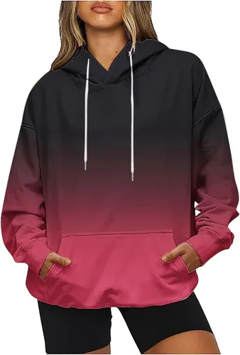 Vista 2 de Chaquetas de abrigo para mujer, estilo casual, estampadas, de manga larga, casuales, holgadas, sudaderas con bolsillos