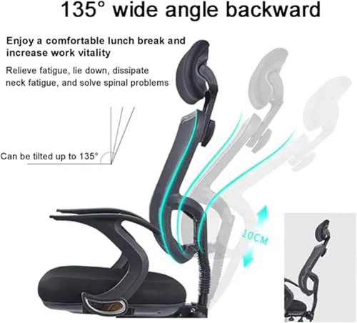 Vista 5 de High Back Office Desk Chair Executive Swivel Computer Chair Adjustable Height Ergonomic Gaming Chair with Lumbar Support and Breathable Mesh for