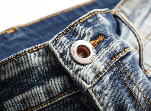 Vista 6 de OIIIO Jeans elásticos rasgados de ajuste regular para hombre