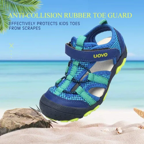 Vista 3 de UOVO Sandalias para niños, sandalias de senderismo atléticas con punta cerrada, sandalias de verano para niños de secado rápido