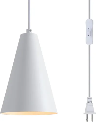 Vista 16 de Lámpara colgante negra enchufable, luces colgantes con interruptor de encendido/apagado de cable de enchufe, mini luces colgantes para isla