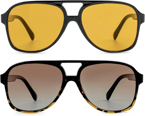 Vista 3 de NIDOVIX Gafas de sol polarizadas clásicas estilo aviador vintage para hombres y mujeres, marco grande, retro, de los años 70