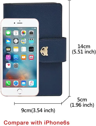 Vista 2 de FOXLOVER Carteras plegables para mujer con bloqueo RFID para regalo con cremallera para mujer Azul Moda