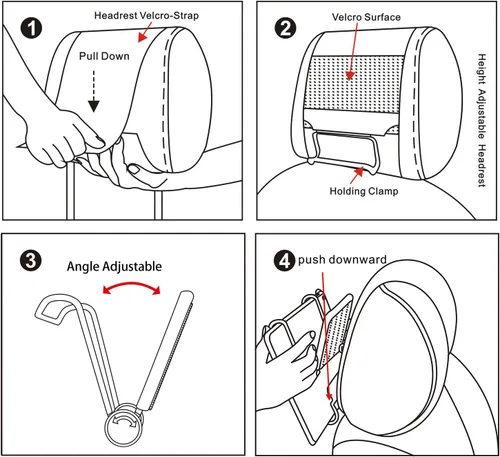 Vista 4 de Soporte para reposacabezas de coche en ángulo ajustable para reposacabezas de coche para tabletas de fuego de 7 a 10 pulgadas